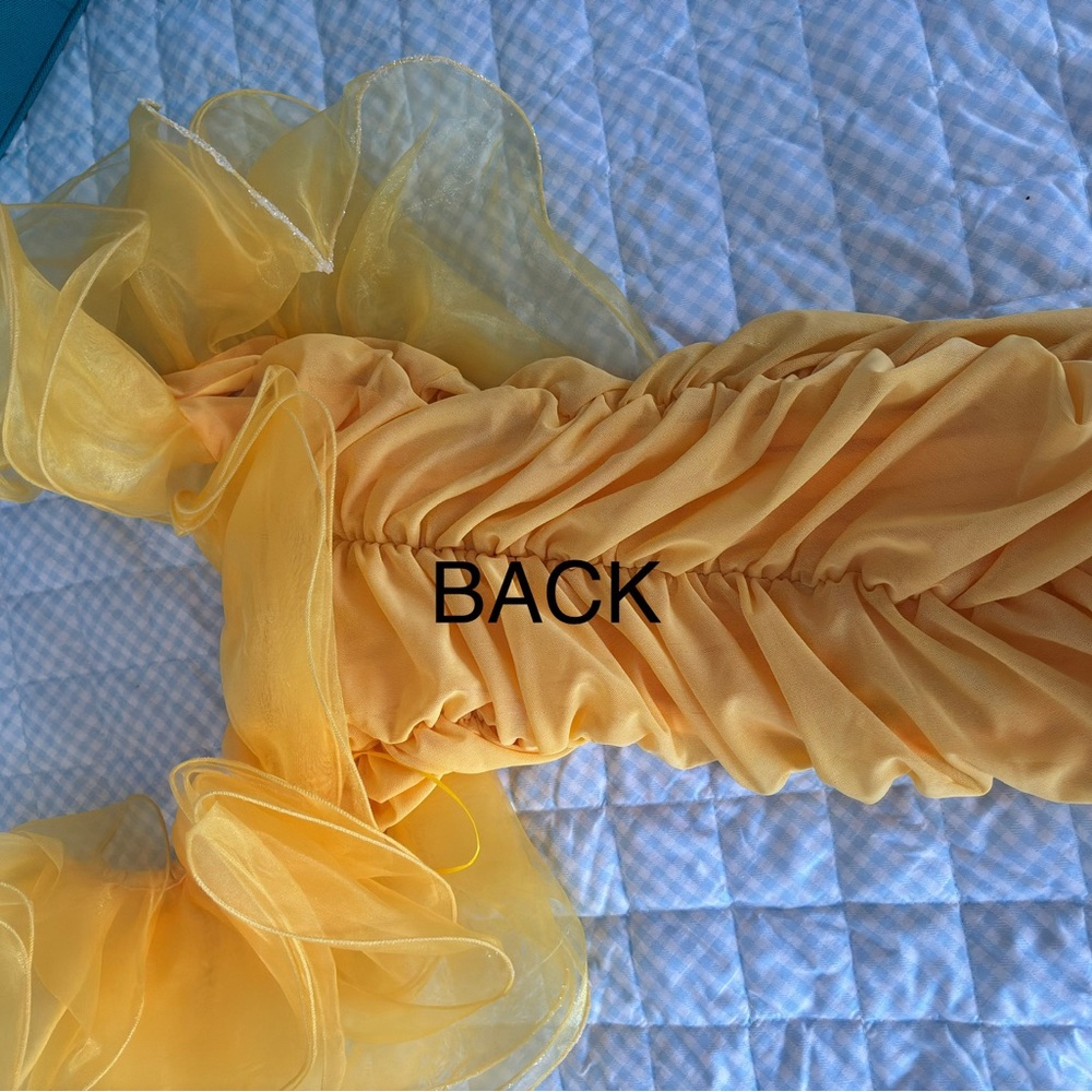 ASOS LUXE wired ruffle one shoulder ruched mini dress in yellow